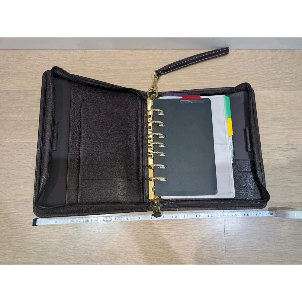 Franklin Quest Brown Verona Top Grain Leather Planner 6-Ring Full Zip 12455